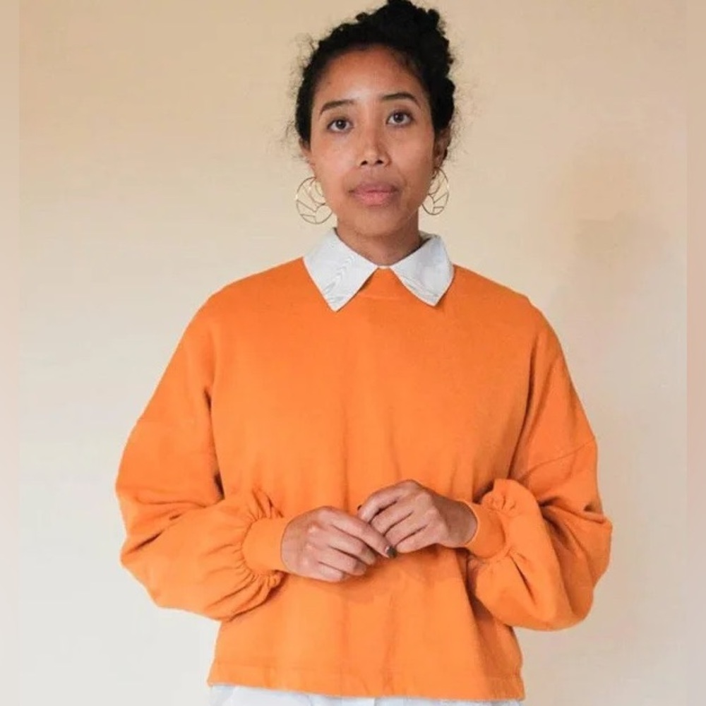 Back Beat Co. Orange Puff Sleeve Sweater